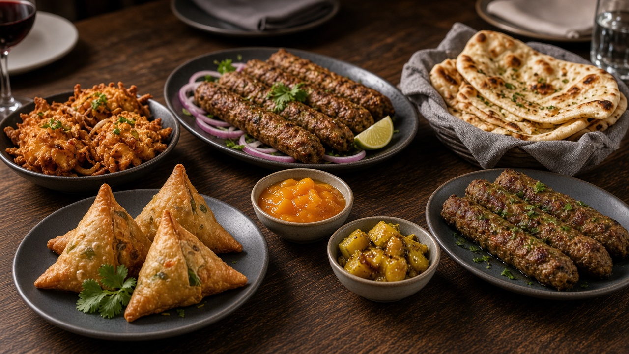A shared South Asian meal